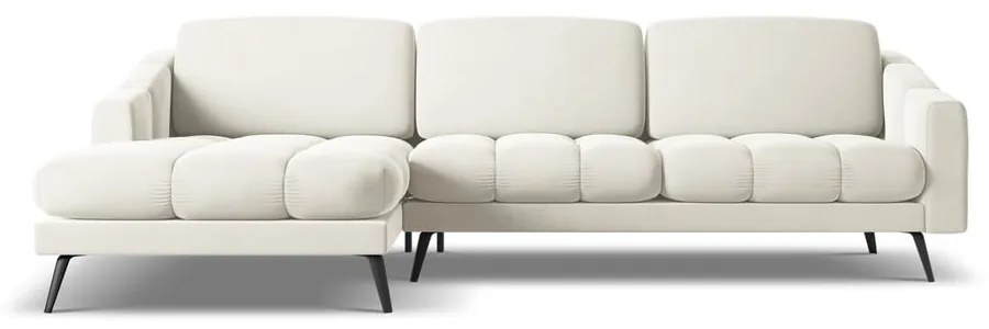 Krémszínű bársony sarokkanapé (bal oldali) Nalu – Makamii