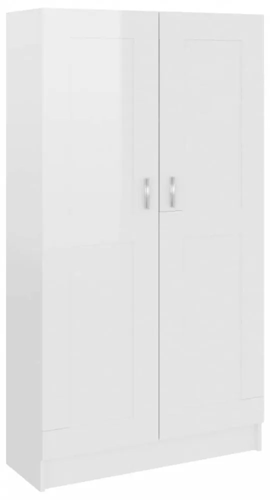 Magasfényű fehér forgácslap könyvszekrény 82,5 x 30,5 x 150 cm