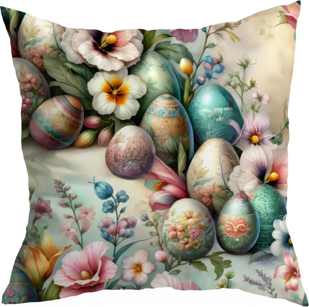 Húsvéti Díszpárnahuzat 40X40 CM Karácsonyi Húsvéti Tojás Virág Mintás 388