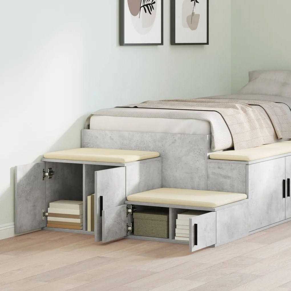 Tárolószekrény Beton Szürke 118x41x40 cm Mérnöki Fa