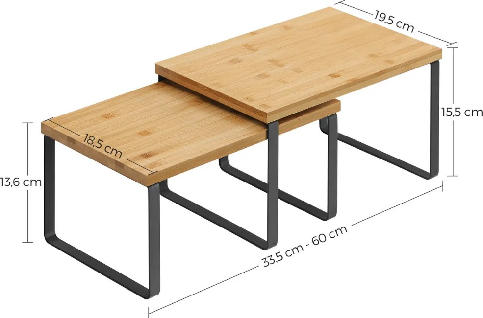 CEZAR bambusz rendszerező szett, 2 db, barna/fekete SongmicsHome