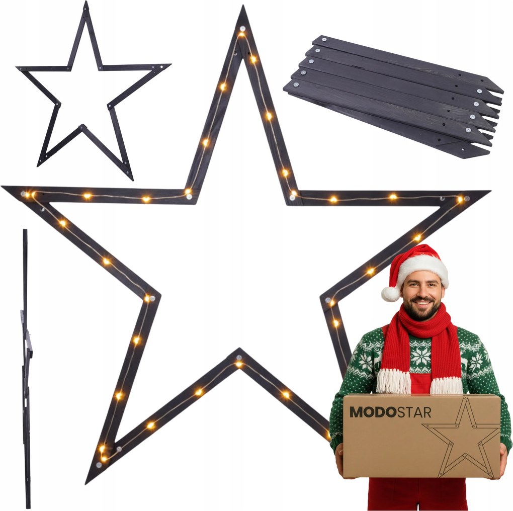Függő csillag karácsonyi gyors szerelés ModoStar 189cm fa Fekete