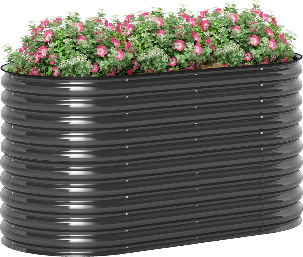 Outsunny Acél Térképes Kertágy, Ültetőágy Hidegkeret Kertágy Rakásolható Ültetődoboz 160x80x80cm | Aosom