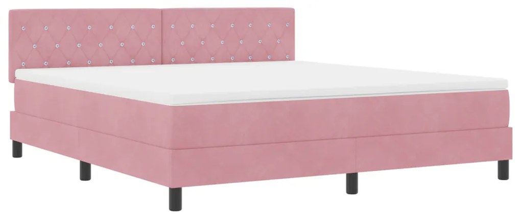 Boxspring Ágy Mattal és LED-del Rózsaszín 180x200 cm Bársonyos