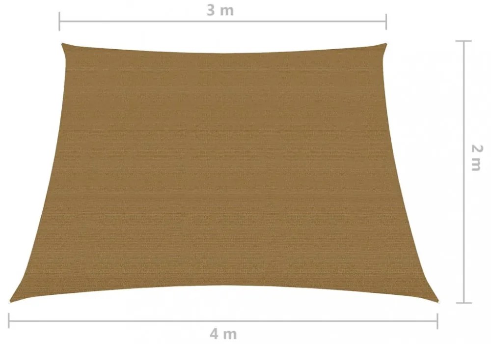 tópszínű HDPE napvitorla 160 g/m² 3/4 x 2