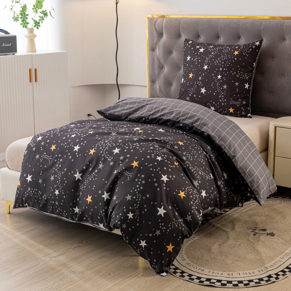 Flanel mikroszálas ágyneműhuzat STELLAR sötétszürke Ágyneműhuzat mérete: 2 db 70 x 90 cm | 200 x 220 cm