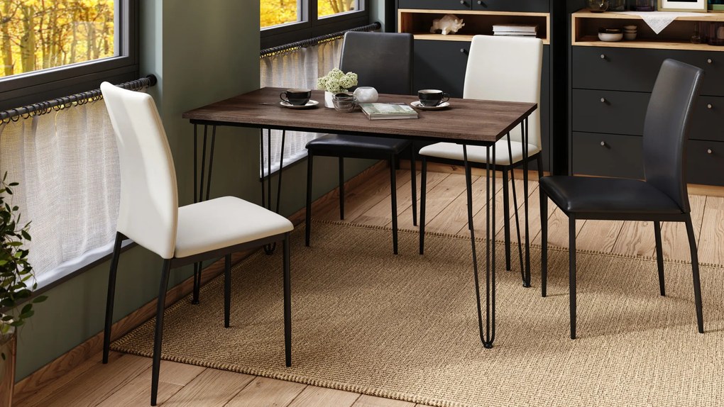 Mazzoni HAIRPIN S-120 Barna Tölgy - LOFT STÍLUSÚ ASZTAL KONYHÁBA/ÉTKEZŐBE/NAPPALIBA