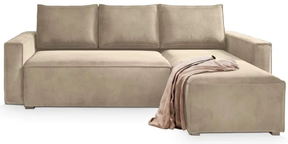 AKCIÓ Bézs kihúzható sarokkanapé CAVELO, kétoldalas II. osztályú