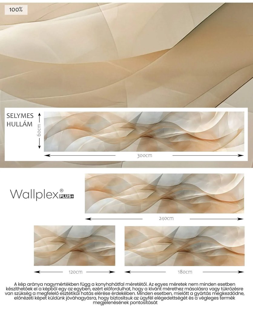 Wallplex konyhahátfal Selymes Hullám (Méret: 60x120)