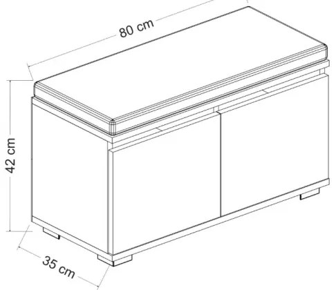 Cipősszekrény DRAGO 42x80 cm fehér/fekete