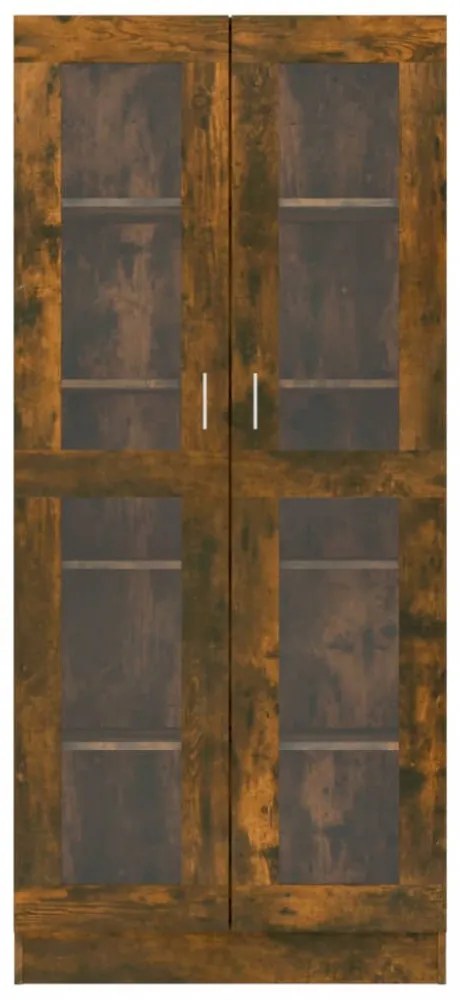 füstös tölgyszínű szerelt fa vitrinszekrény 82,5x30,5x185,5 cm