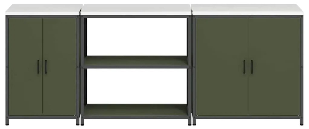 Konyhai Tároló Készlet Egyéb 3 pcs Olajzöld 240 x 50 x 92 cm