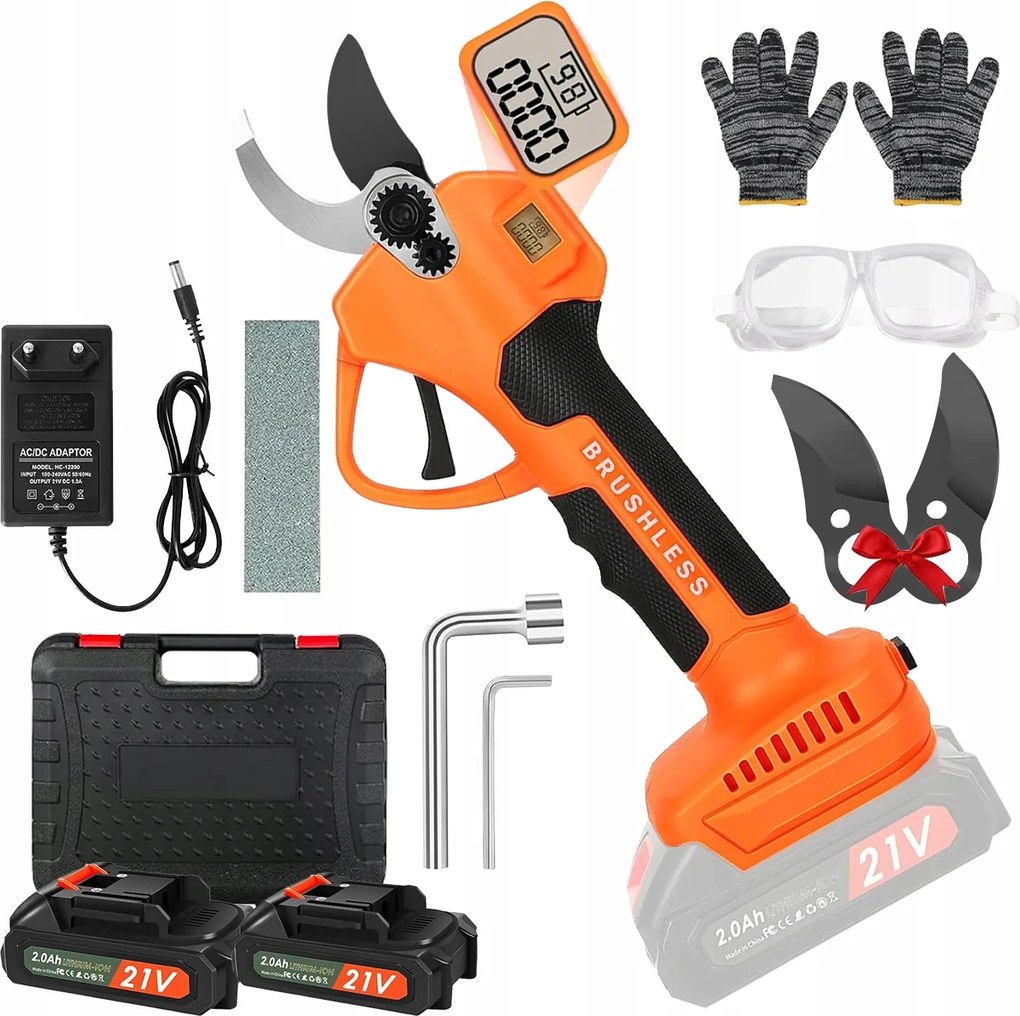 Erős Metszőolló Elektromos Kerti Ágakhoz 2X Akkumulátor