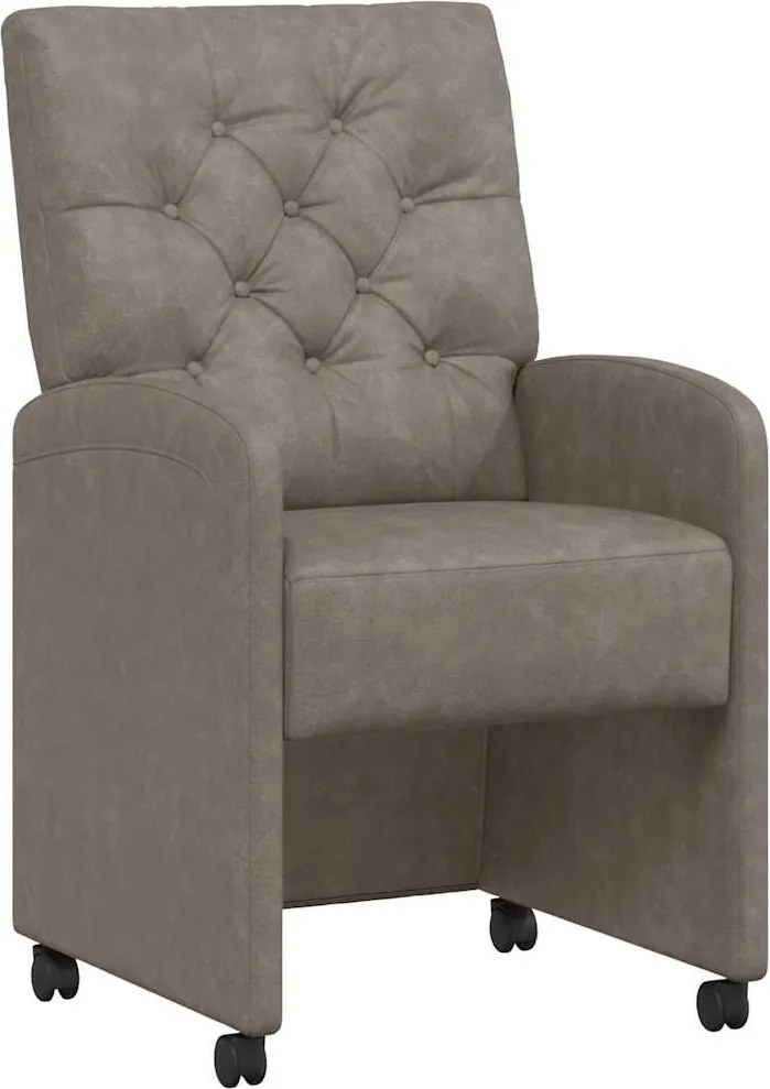 vidaXL Kerekes Étkező Székek 2 pcs Szürke 58 x 67 x 97 cm Műbőr
