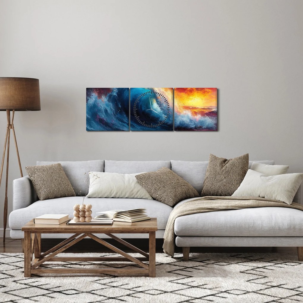 Kép - Hullám a naplementében (órával) (90x30 cm)