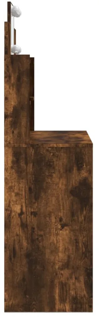 füstös tölgy színű fésülködőasztal LED-lámpákkal 96x40x142 cm