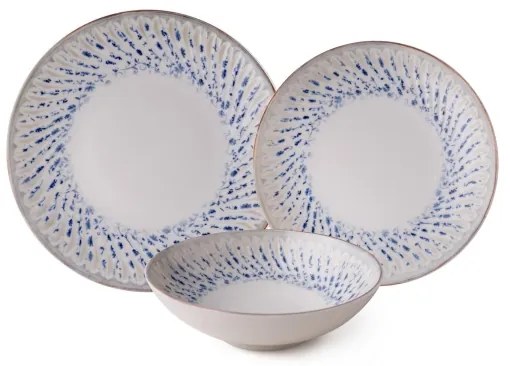 24 darabos étkészlet, kék/bézs, porcelán
