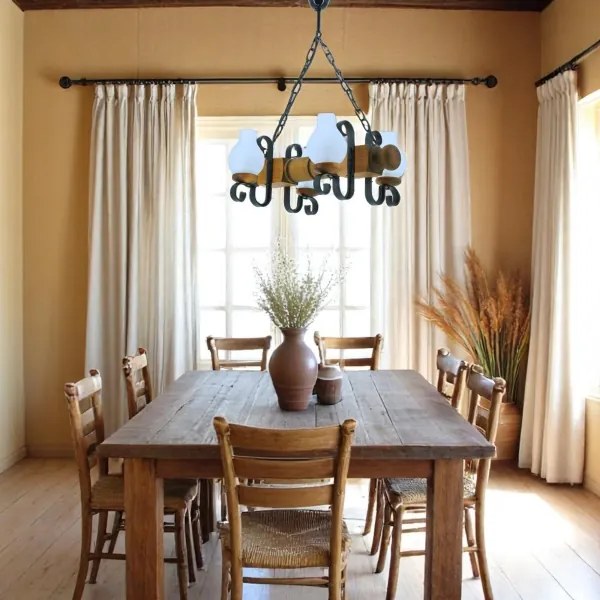 Brilagi - Csillár láncon RUSTIC 4xE14/40W/230V bükkfa