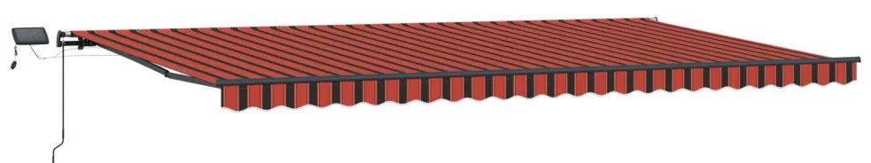 Manuális Behúzható Napellenző LED világítással narancs és barna 600x300 cm