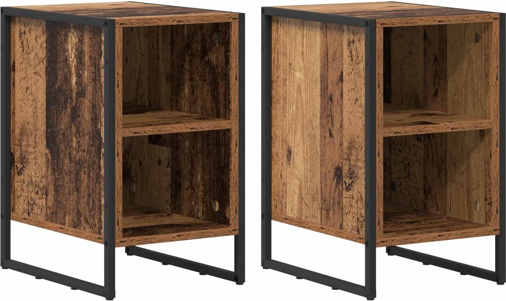 vidaXL Éjjeli asztal 2 pcs Öreg fa 39.5 x 30 x 50 cm Faanyag