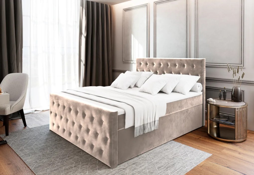FENDI kárpitozott boxspring ágy, 160x200, casablanca 4 + topper
