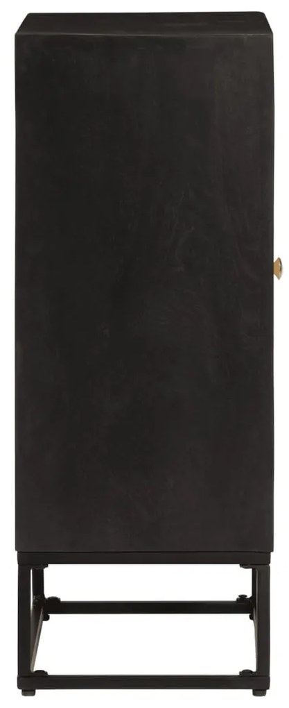 fekete tömör mangófa és vas tálalószekrény 55 x 30 x 76 cm