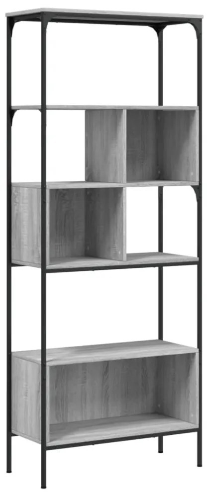 5 szintes szürke sonoma szerelt fa könyvespolc 76x33x188,5 cm