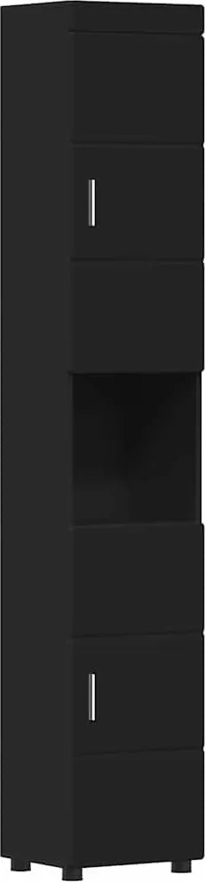 vidaXL Fürdőszobai Szekrény Szett TULUM Fekete 37 x 31,5 x 203 cm