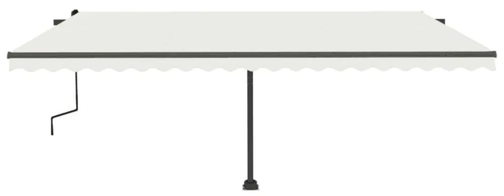 krémszínű kézzel kihúzható póznás napellenző 500 x 350 cm