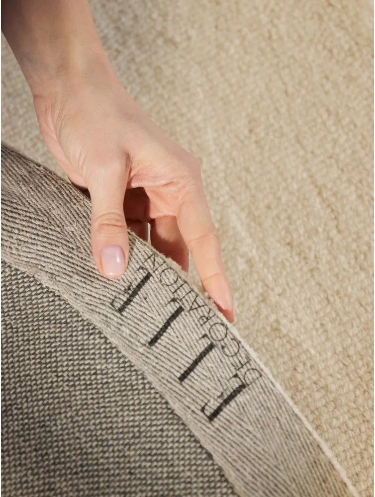 Bézs kézi szövésű gyapjú kerek szőnyeg ø 160 cm Puristic Knots – Elle Decoration