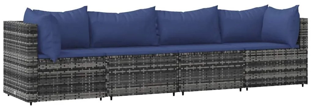 4 részes szürke polyrattan kerti ülőgarnitúra párnákkal