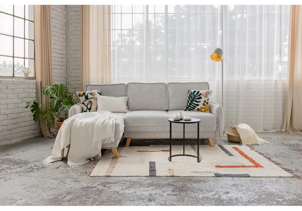 Bézs kordbársony kinyitható sarokkanapé (variálható) Tori – Bonami Selection