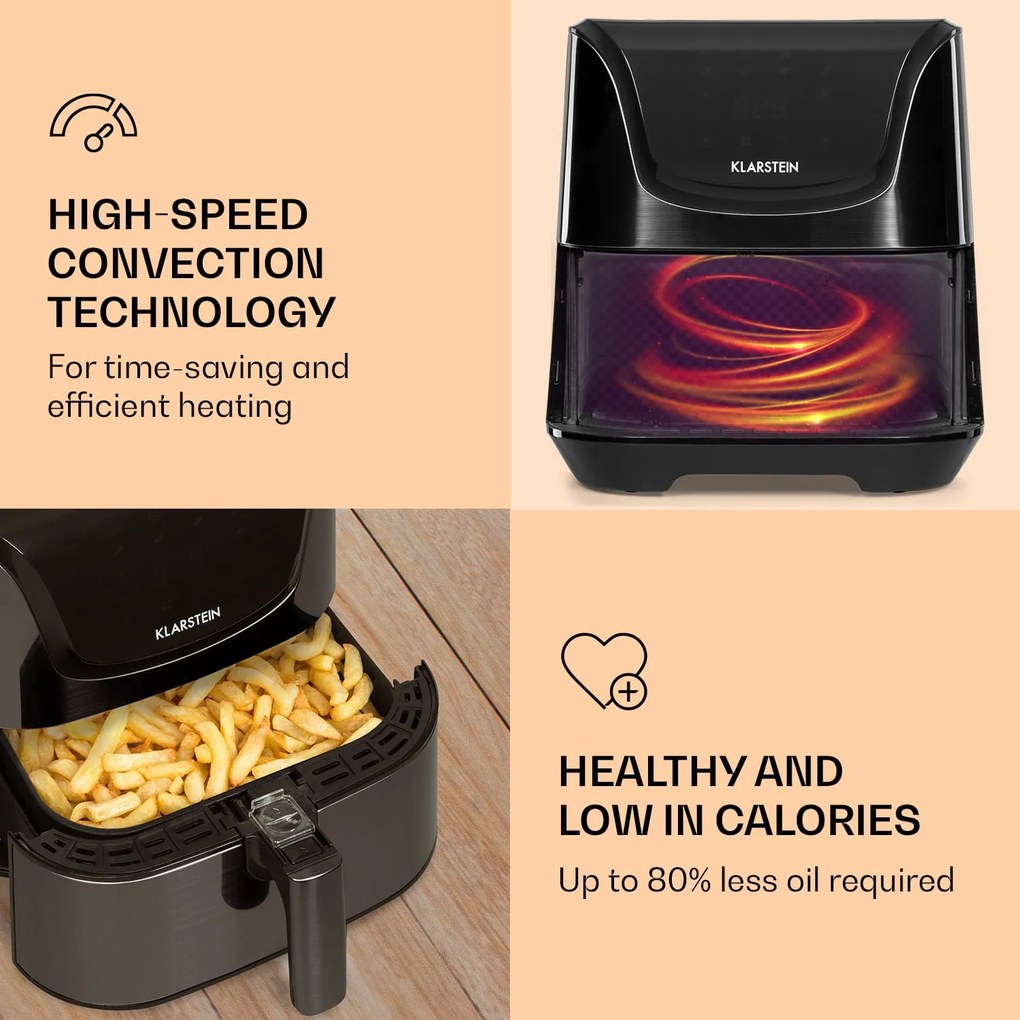 AeroVital Deluxe, forrólevegős fritőz, 1700 W, 5,4 l, rozsdamentes acél