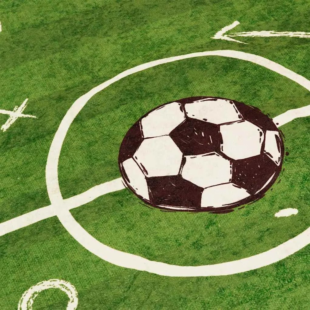 zöld mosható csúszásgátló futballpálya gyerekszőnyeg 160x230 cm