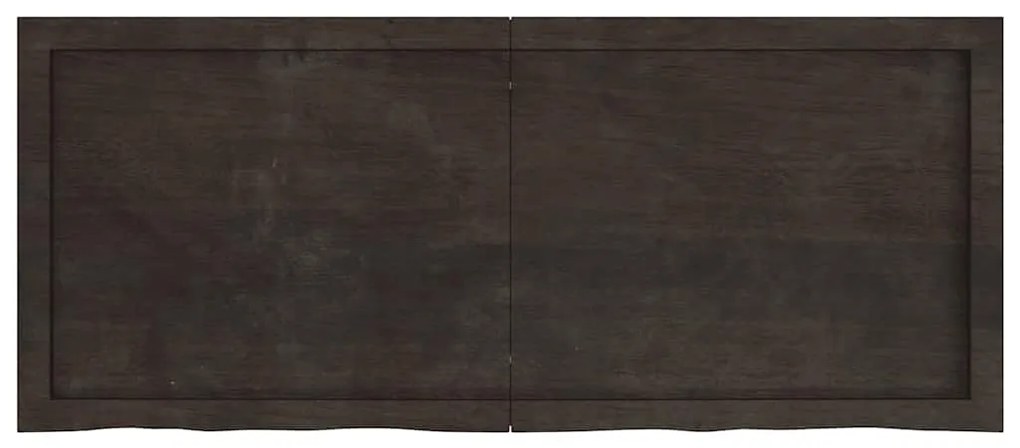 sötétbarna kezelt tömör fa fürdőszobai pult 120x50x(2-4) cm