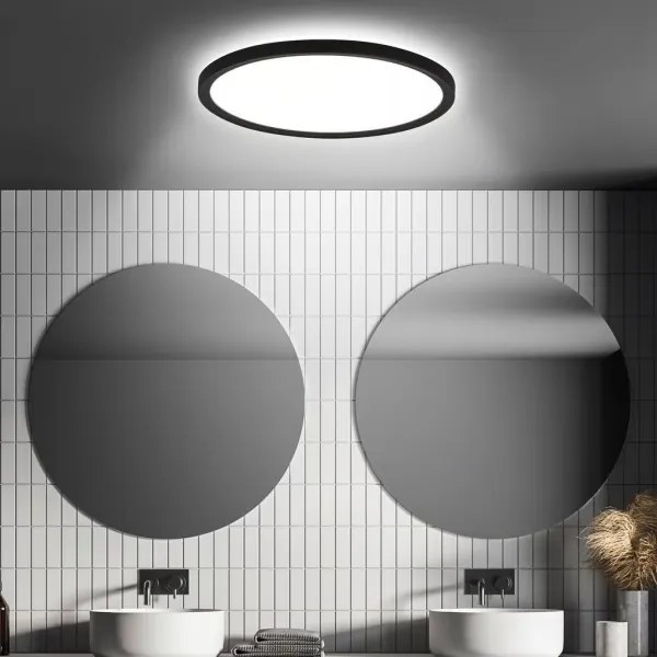 Briloner - LED fürdőszobai mennyezeti lámpa mozgásérzékelővel MOVE LED/18W/230V IP44 Ø 29 cm fekete