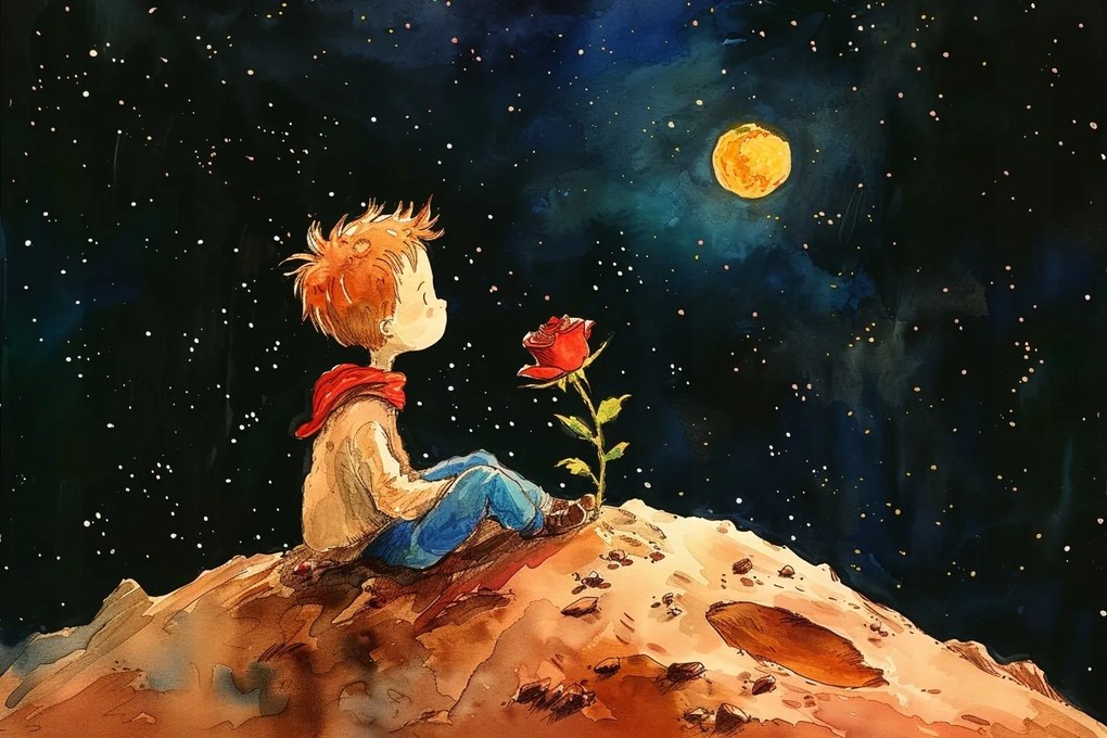 Canvas Vászonkép Gyerekek Kis Herceg Rózsa Kozmosz Bolygó Mese 60x40