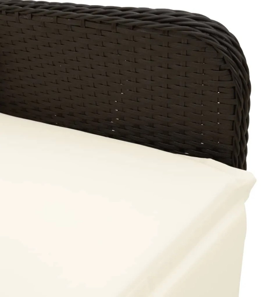 3 részes fekete polyrattan kerti bisztrógarnitúra párnákkal