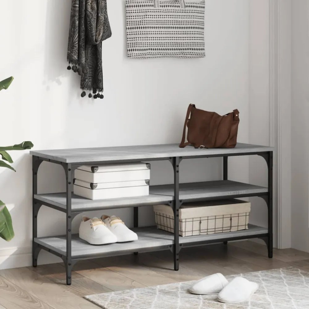 szürke sonoma színű szerelt fa cipőpolc 100 x 38,5 x 49 cm