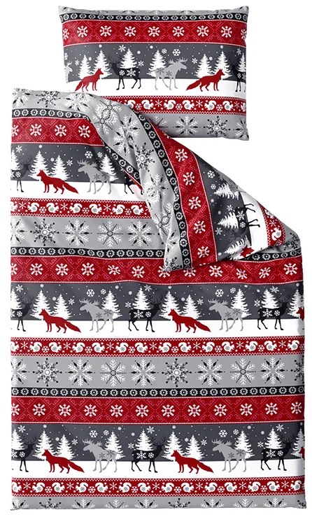 SNOWY FOREST szürke mikroplüss ágyneműhuzat Ágyneműhuzat mérete: 2 db 70 x 90 cm | 200 x 220 cm