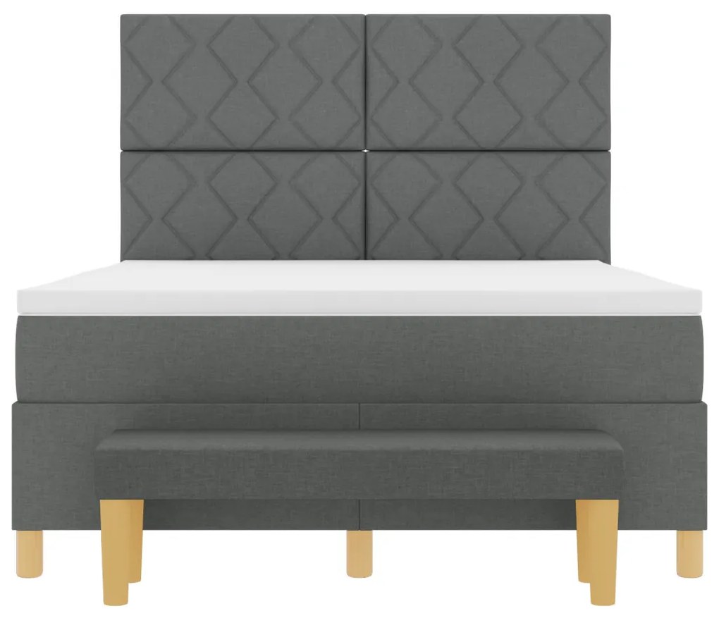 Box Spring Ágy Matraccal és Pad Dark Grey 140x200 cm Szövet