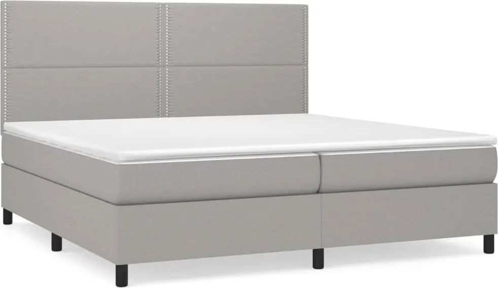 vidaXL világosszürke szövet rugós ágy matraccal 200 x 200 cm