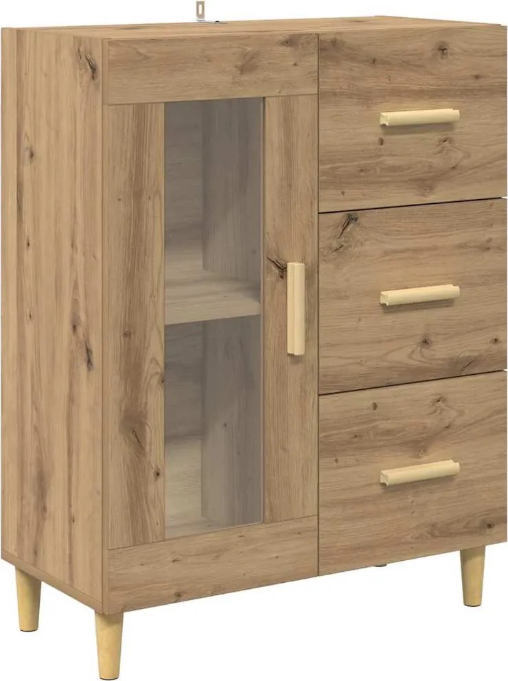 vidaXL Széf fiókkal Artisan tölgy 69,5 x 34 x 90 cm Faanyag