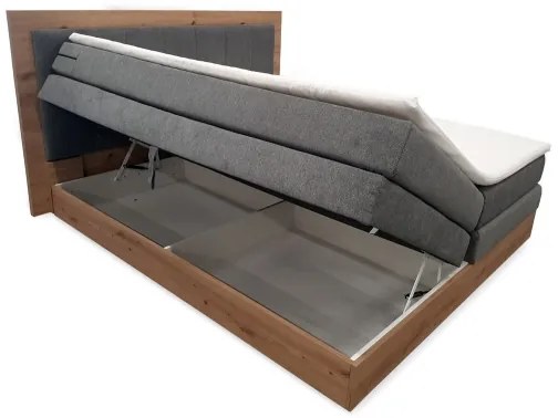 Boxspring ágy matracokkal és topperrel, tárolóhellyel JASMINE 180x200 cm szürke
