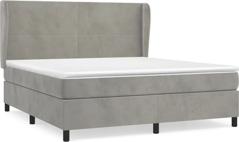 vidaXL világosszürke bársony rugós ágy matraccal 160x200 cm