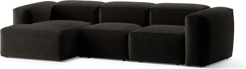 Fekete sarokkanapé (bal oldali-heverő résszel) Bergamo – Cosmopolitan Design