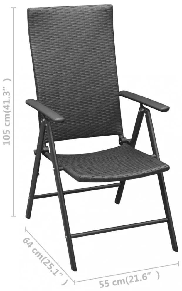 2 db fekete rakásolható polyrattan kerti szék