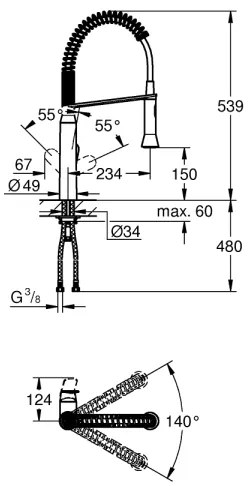 GROHE 31379DC0 - K7 konyhai csaptelep, rozsdamentes acél