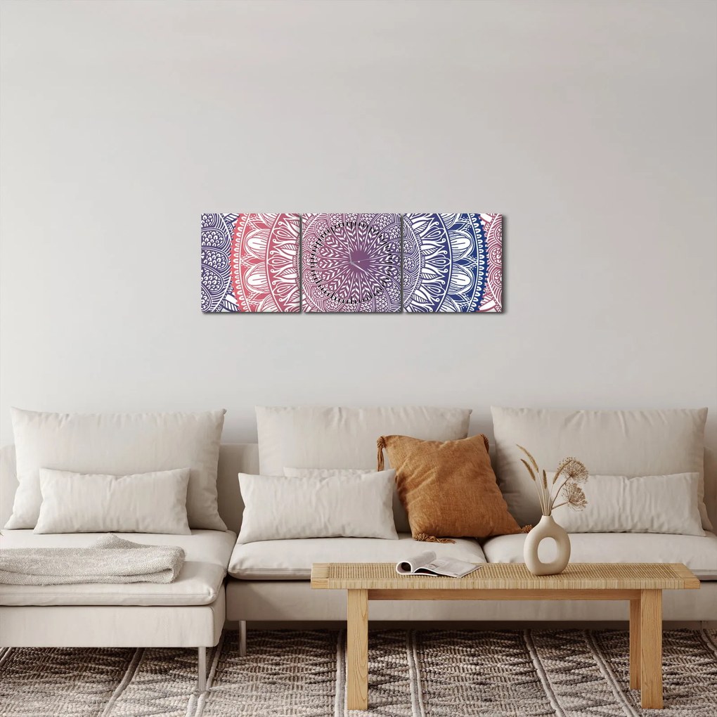 Mandala kép (órával) (90x30 cm)
