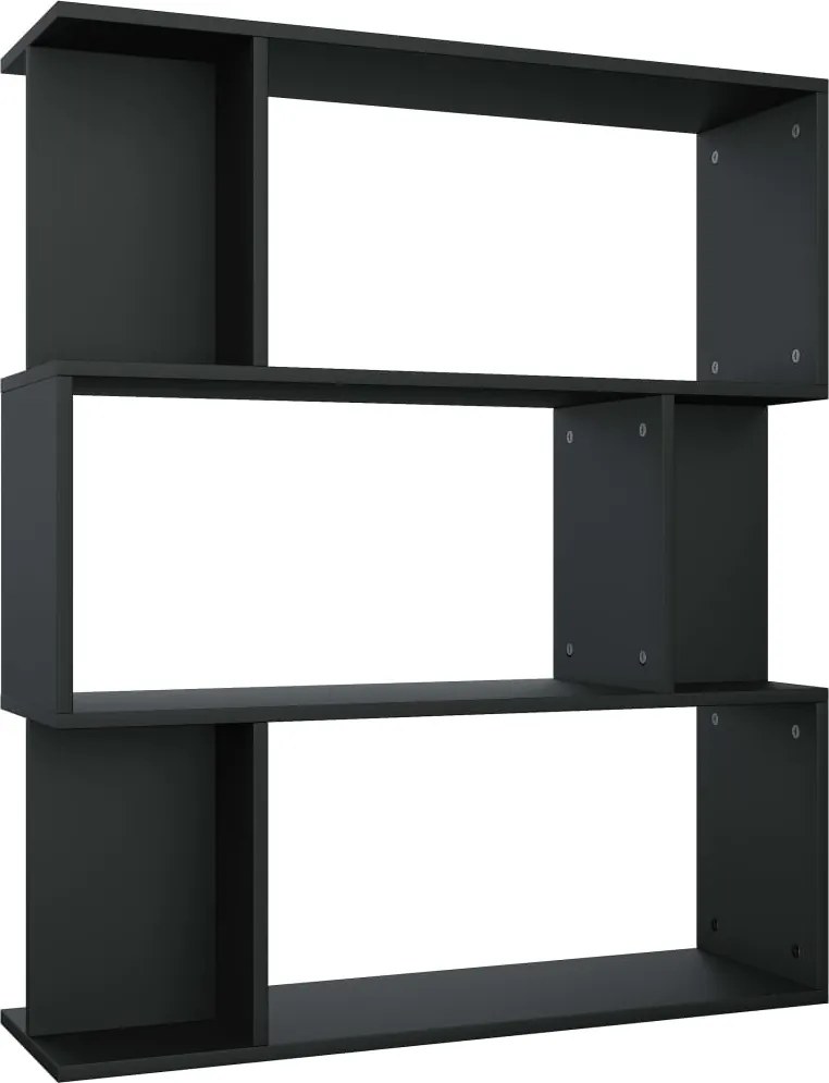 vidaXL fekete szerelt fa könyvszekrény/térelválasztó 80 x 24 x 96 cm